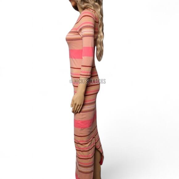 Torn by Ronny Kobo Striped Knit Bodycon Maxi Dress Boatneck Stretch Size XS - Picture 4 of 12